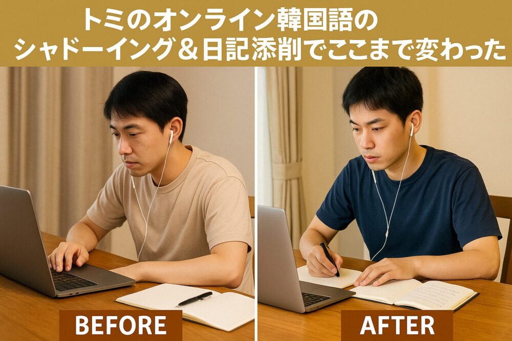 トミのオンライン韓国語のシャドーイング＆日記添削でここまで変わった！（ビフォー・アフター）