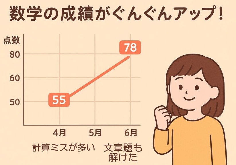 トウコウベオンライン家庭教師で数学の成績がぐんぐんアップ!3か月の成長記録